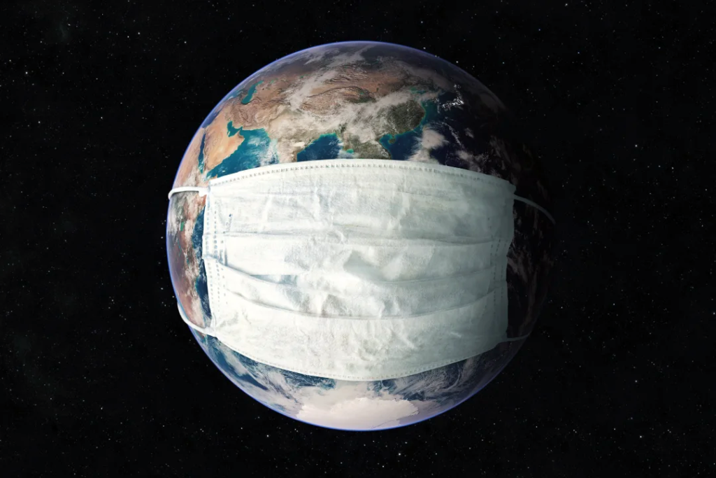 earth with a mask