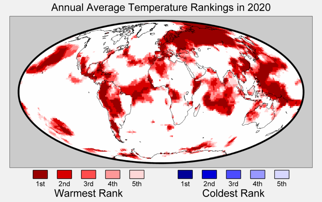 2020 global temperature map