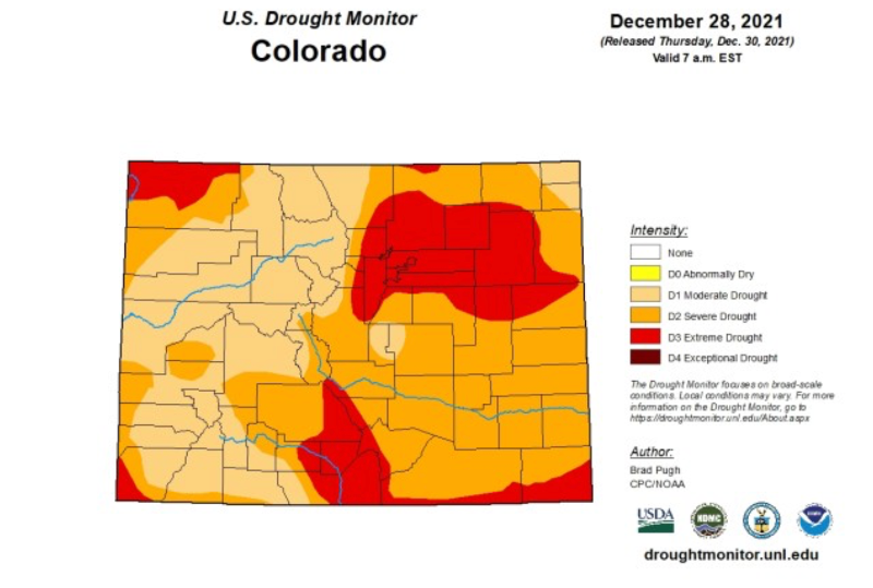 Boulder extreme drought map