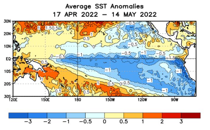 SST anomalies April-May 2022
