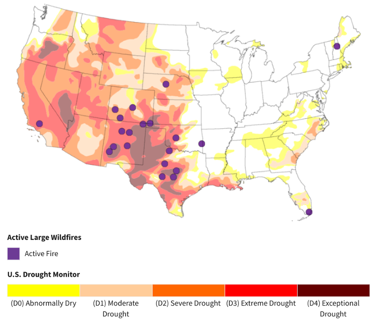 active wildfires May22, 2022