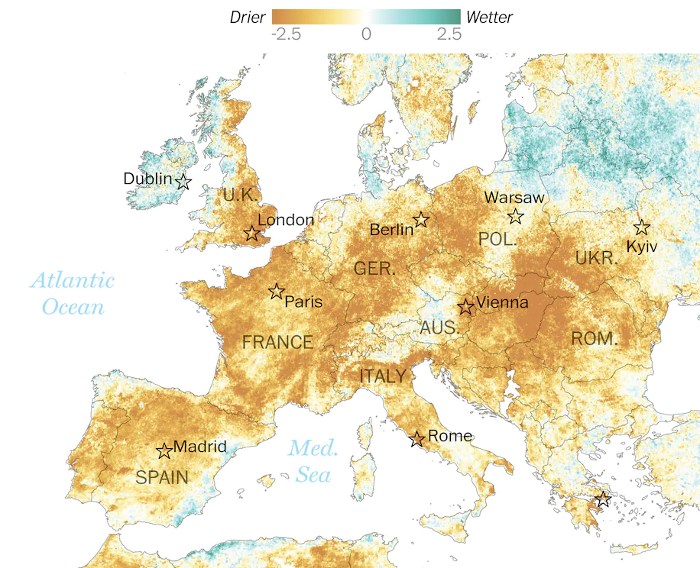 Europe dry conditions July 2022