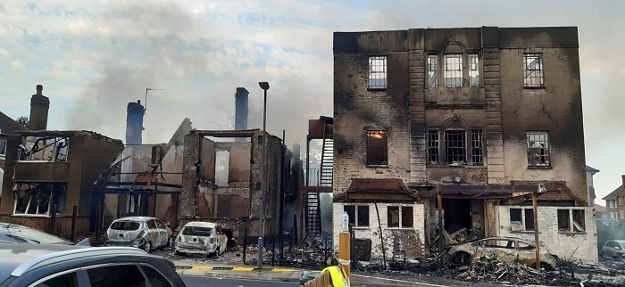 London fire damage - 2022 heatwave