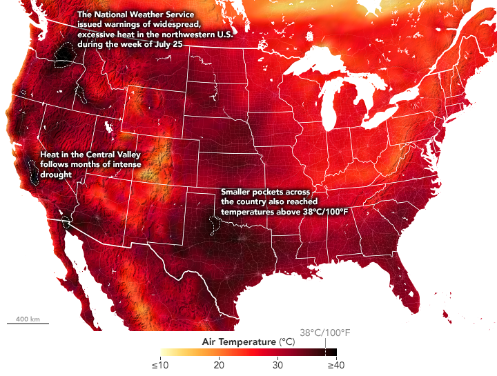 US temperature map July 31, 2022