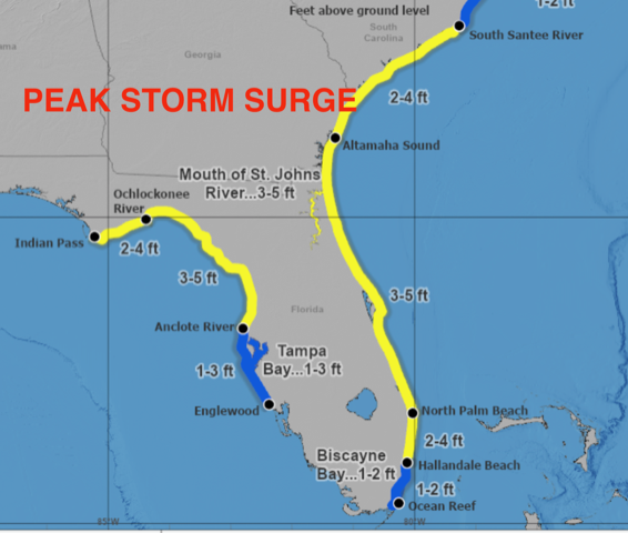 Nicole storm surge map