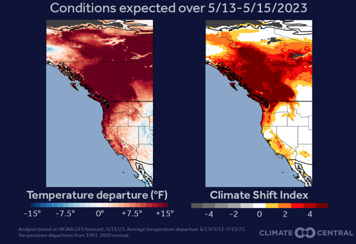 Climate Central May heat forecast