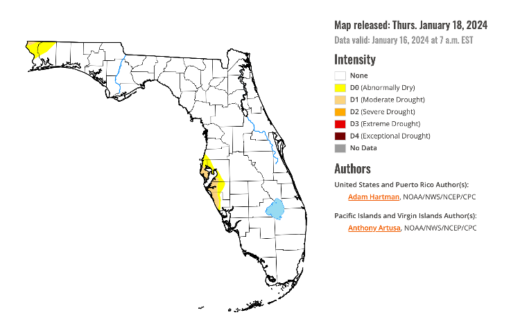 Florida drought map - January 2024