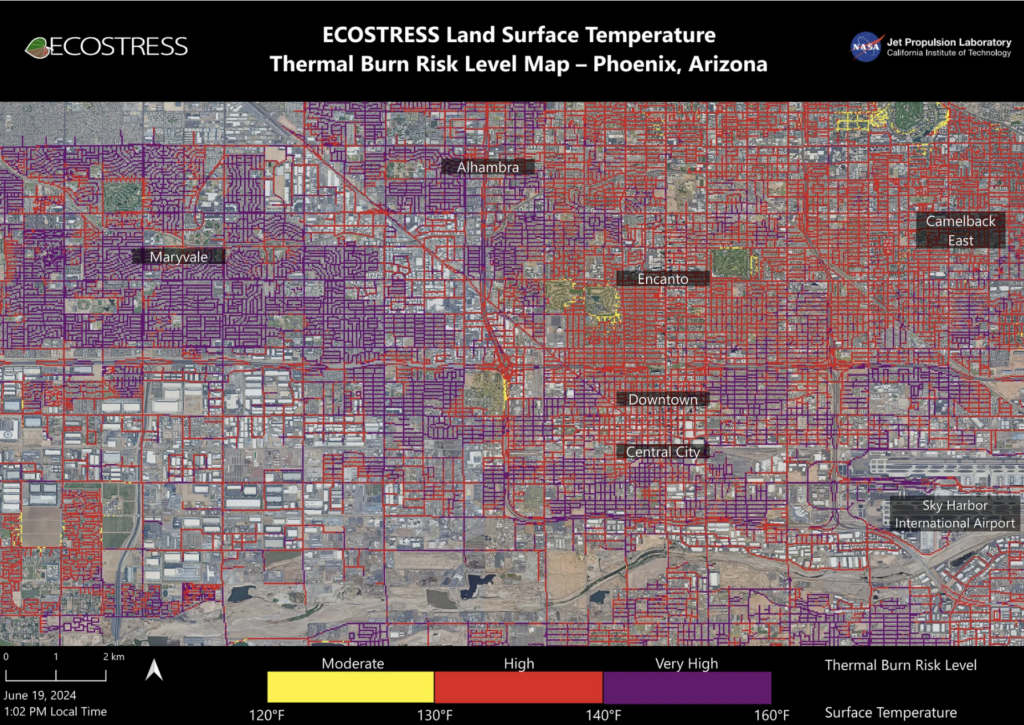 New NASA heat map shows scorching pavement can burn skin in seconds ...